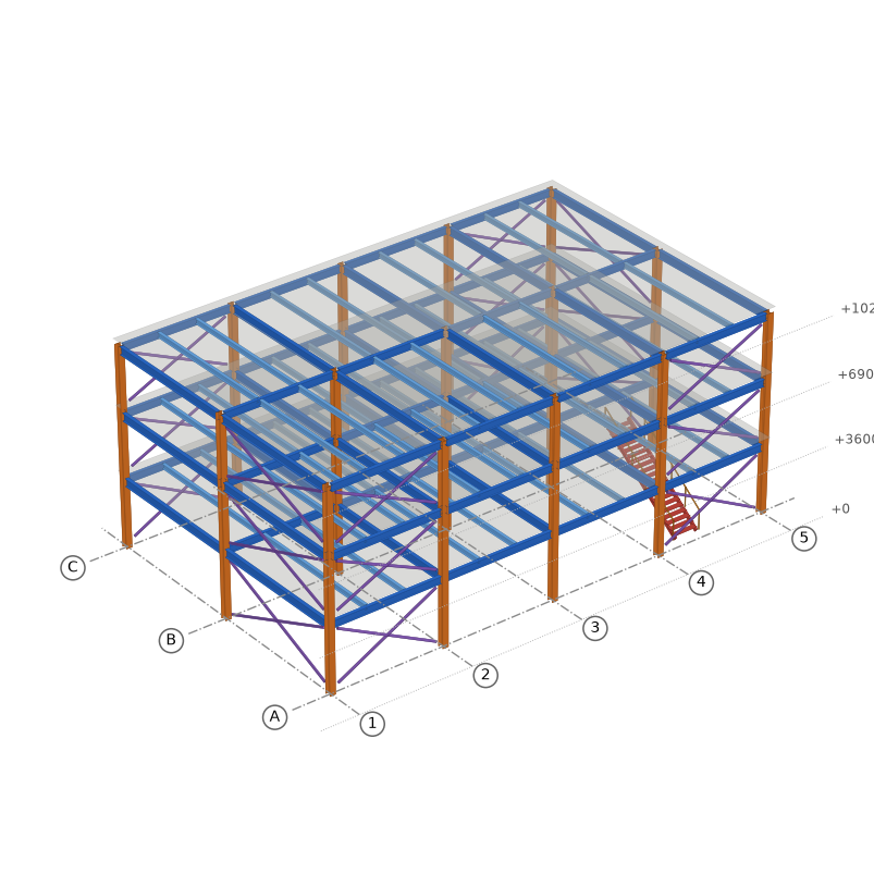 Multi-storey structural steel frame